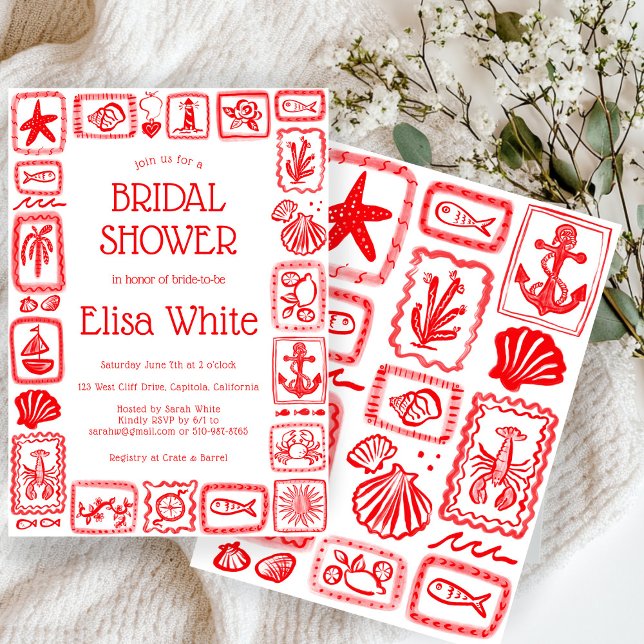 Invitación LoveNotes from the Sea Bridal Shower Modern PERSON (LoveNotes from the Sea Bridal Shower Modern CUSTOM Invitation
)