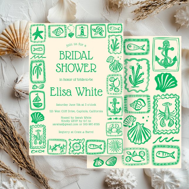 Invitación LoveNotes from the Sea Bridal Shower Modern PERSON (LoveNotes from the Sea Bridal Shower Modern CUSTOM Invitation
)