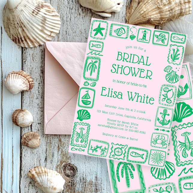 Invitación LoveNotes from the Sea Bridal Shower Modern PERSON (LoveNotes from the Sea Bridal Shower Modern CUSTOM Invitation
)