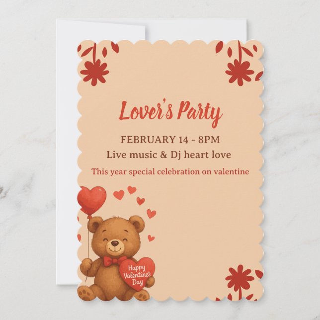 Invitación Lover's Party - Valentine’s Day party Invitation (Anverso)