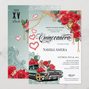 Invitación Lowrider Mexicana Chola Quinceañera