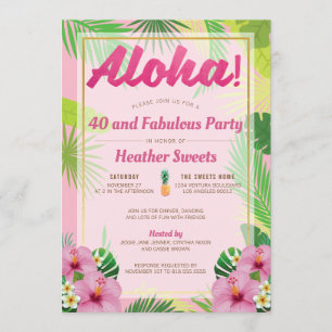Invitación Luau 40th Birthday Party Invitation