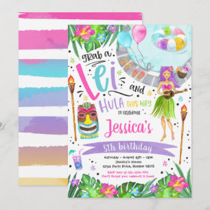 Invitación Luau Birthday Party Hawaiian Pineapple Pool Fiesta