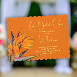Invitación Luau Bridal Shower Naranja Bird of Paradise Design