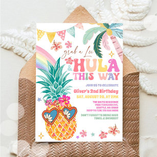 Invitación Luau de cumpleaños de verano tropical Aloha Hula T