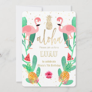 Invitación luau de flamenco de fiesta