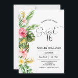 Invitación Luau Dulce Tropical Floral Hawaiano 16 Cumpleaños<br><div class="desc">Invitación de cumpleaños Dulce Luau Dulce Tropical Floral Hawái 16 Invitación de cumpleaños Dulce de 16 años con un colorido arreglo floral tropical y encabezado moderno de imagen caligráfica que es extraíble. Esta dulce invitación de 16 luau o hawaiano para el cumpleaños es ideal para una fiesta de verano de...</div>