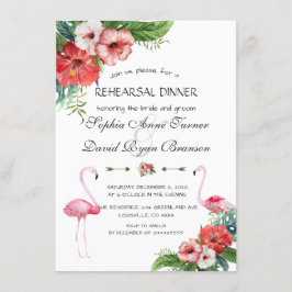 Invitación Luau Flamingo Ensayo tropical floral Cena