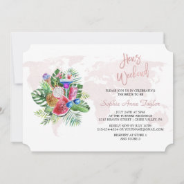 Invitación Luau Floral Rosa Gold Bachelorette Hens Weekend
