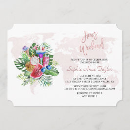 Invitación Luau Floral Rosa Gold Bachelorette Hens Weekend
