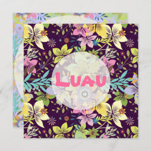 Invitación Luau, Flores, color de fondo DIY.