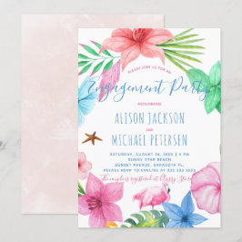 Invitación Luau Hawaii fiesta de compromiso floral tropical