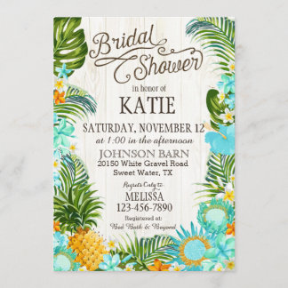 Invitación Luau Hawaiian Beach Rustic Bridal Shower