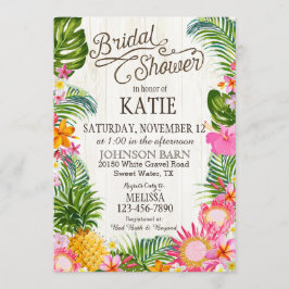Invitación Luau Hawaiian Beach Rustic Bridal Shower