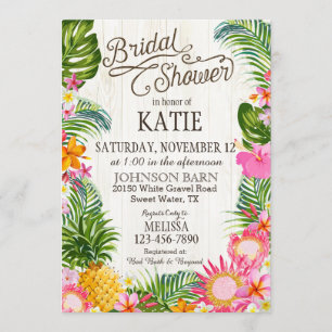 Invitación Luau Hawaiian Beach Rustic Bridal Shower