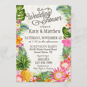 Invitación Luau Hawaiian Beach Rustic Wedtic Shower