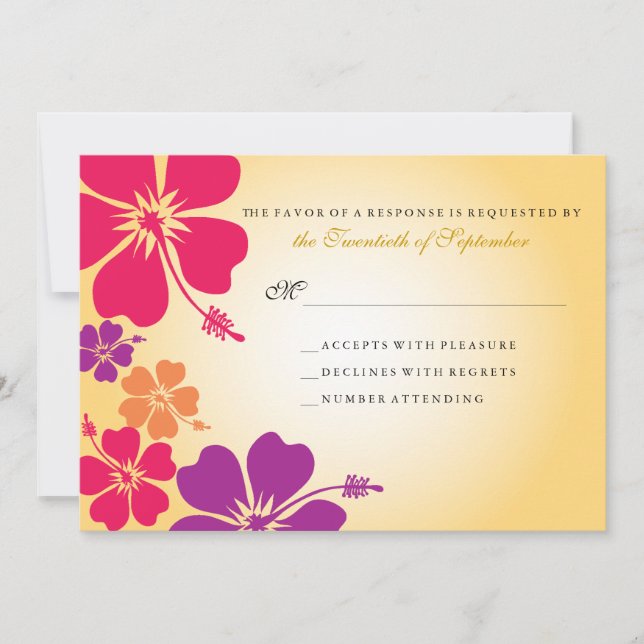 Invitación Luau / Hawaiian Wedding RSVP (Anverso)