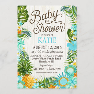 Invitación Luau Hawiian Beach Rustic Baby Shower