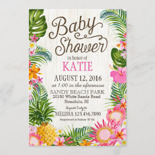 Invitación Luau Hawiian Beach Rustic Baby Shower