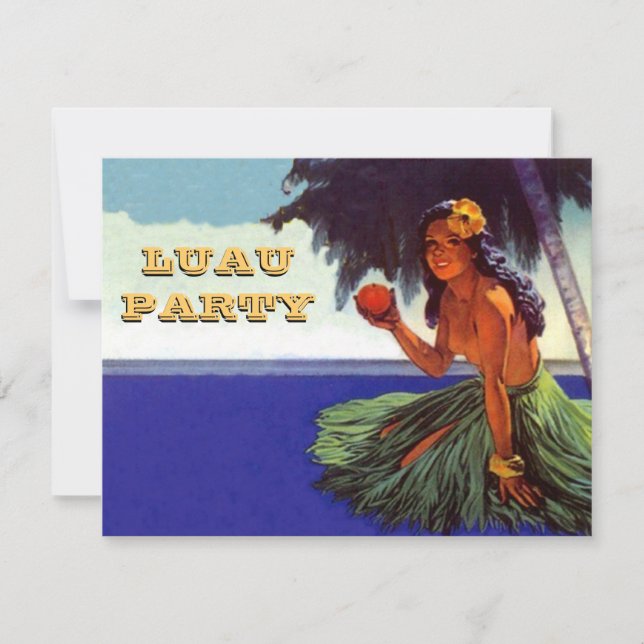 INVITACIÓN LUAU HULA DANCE PARTY INVITATION ~ DULCE (Anverso)