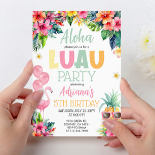 Invitación Luau Pineapple Hawaii Chica Partido del Cumpleaños
