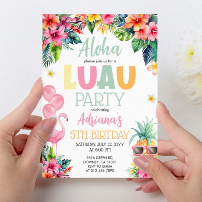 Invitación Luau Pineapple Hawaii Chica Partido del Cumpleaños (Subido por el creador)