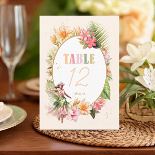 Invitación Luau Sweet Dieciséis Hula Table Number ID1092