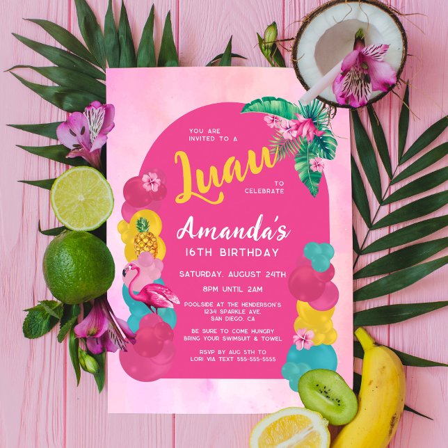Invitación Luau tropical y colorido (Subido por el creador)