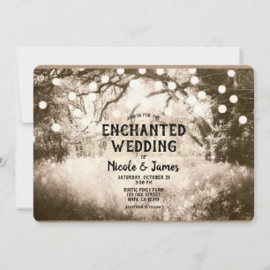Invitación Luces antiguas de bosque encantado para boda