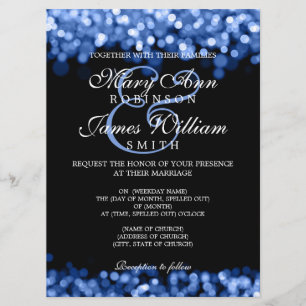 Invitación Luces azules de bodas elegantes