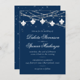 Invitación Luces azules de la Marina de Fleur de Lis | Boda r