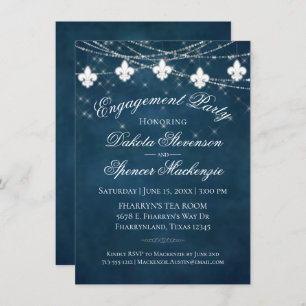 Invitación Luces azules de la Marina de Fleur de Lis Compro
