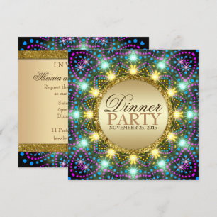 Invitación Luces Bohemias Colores Destello Dorado