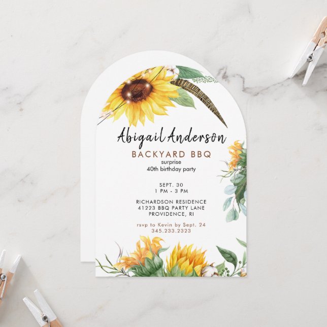 Invitación Luces Boho Fiesta de Cumpleaños en el Jardín BBQ (Anverso/Reverso In Situ)