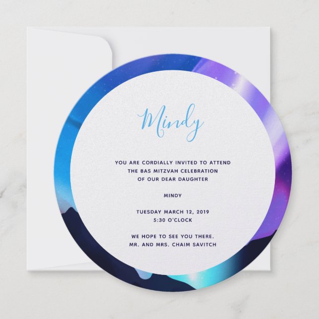 Invitación Luces boreales (Anverso)