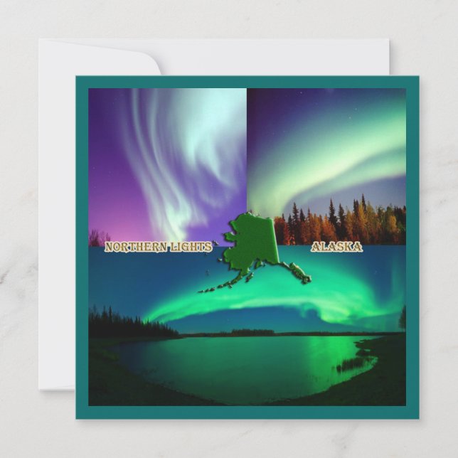 Invitación Luces boreales del Collage de Alaska (Anverso)