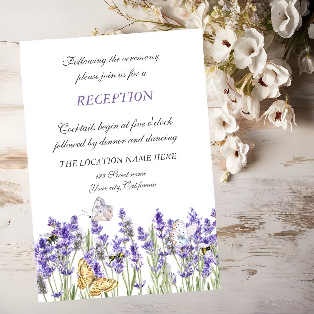 Invitación Luces Botánicas de Mariposas de Lavanda Recepción  (Subido por el creador)