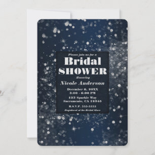 Invitación Luces Brillantes Azules y Plateadas Brillo para Fi