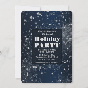 Invitación Luces Brillantes Azules y Plateadas para una Fiest