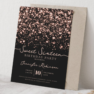 Invitación Luces Brillantes Chic Cumpleaños 16 Dulces Rosa Do