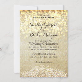 Invitación Luces Brillantes Country Chic de Arpillera y Encaj