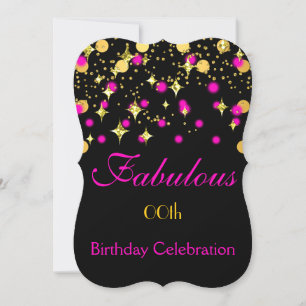Invitación Luces Brillantes de Cumpleaños Rosa Caliente Dorad
