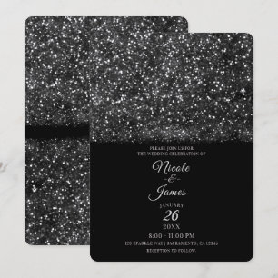 Invitación Luces Brillantes de Destellos Plateados Boda