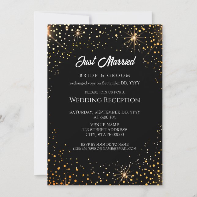 Invitación Luces brillantes de la boda recepción (Anverso)