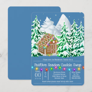 Invitación Luces brillantes de nieve de la casa de jengibre