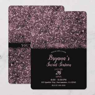 Invitación Luces Brillantes de Rosa Rosa Destellante Fiesta D