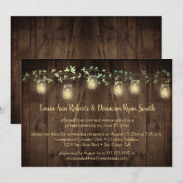 Invitación Luces Brillantes en Tarro de Mason con Hiedra Solo