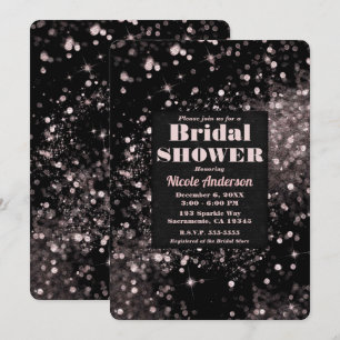 Invitación Luces Brillantes Negras y Rosadas Glam Llenas para