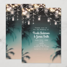 Luces Brillantes Palmeras Elegante Boda de Playa