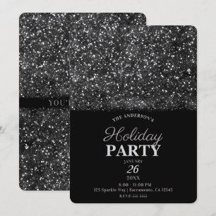 Invitación Luces Brillantes Plateadas con Purpurina Fiesta de